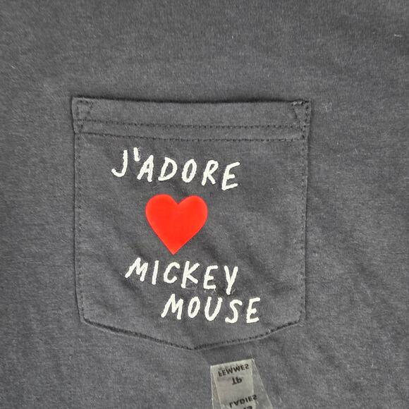 DISNEY PARKS WOMENS J’ADORE MICKEY MOUSE BLACK POCKET T-SHIRT SIZE X-SMALL - Picture 3 of 10